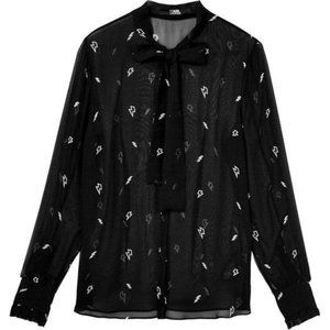 NWT Karl Lagerfeld Lightning Bolt Print Blouse (M)